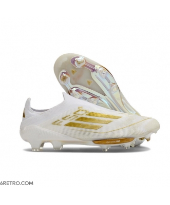 Adidas F50+ Laceless Firm Ground Ftwr White Gold Met Football Boots