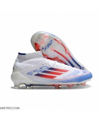 Adidas F50 Elite Mid-Cut Firm Ground Advancement - White Solar Red Lucid Blue Football Boots