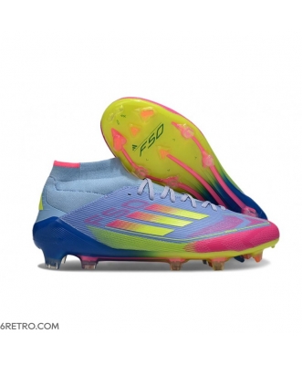 Adidas F50 Elite Mid-Cut Firm Ground Celestial Victory - Blue Fusion Lucid Lemon Lucid Pink Football Boots