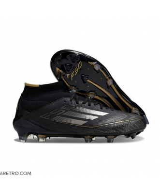 Adidas F50 Elite Mid-Cut Firm Ground Core Black Iron Met Gold Met Football Boots