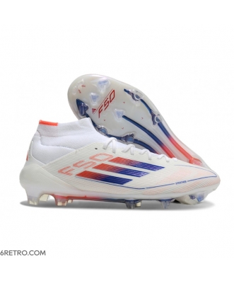 Adidas F50 Elite Mid-Cut Firm Ground Ftwr White Lucid Blue Solar Red Football Boots