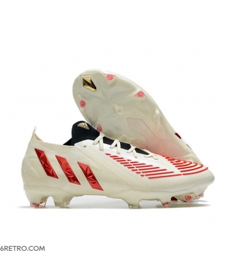 Adidas Low Cut Predator Edge.1 Firm Ground Showdown - Off White Vivid Red Gold Metallic Football Boots