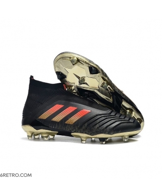 Adidas Predator 18+ Firm Ground Black Red Gold Football Boots