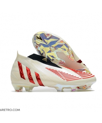 Adidas Predator Edge+ Firm Ground Showdown - Off White Vivid Red Gold Metallic Football Boots