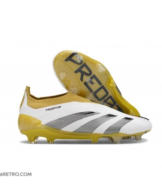 Adidas Predator Elite Laceless Firm Ground White Gold Silver Football Boots