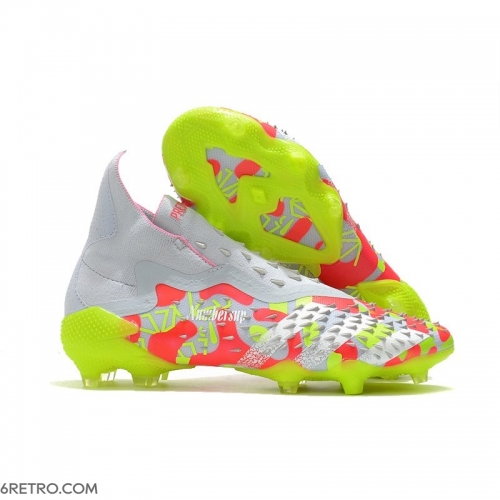 Adidas Predator Freak + Firm Ground Firm Ground White Pink Volt Football Boots Adidas Predator Freak + Firm Ground Firm Ground White Pink Volt Football Boots