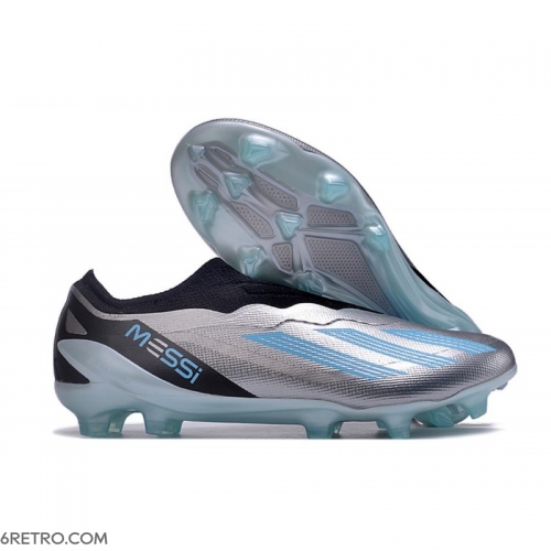 Adidas X Crazyfast .1 Laceless Firm Ground Silver Met Bliss Blue Core Black Football Boots Adidas X Crazyfast .1 Laceless Firm Ground Silver Met Bliss Blue Core Black Football Boots