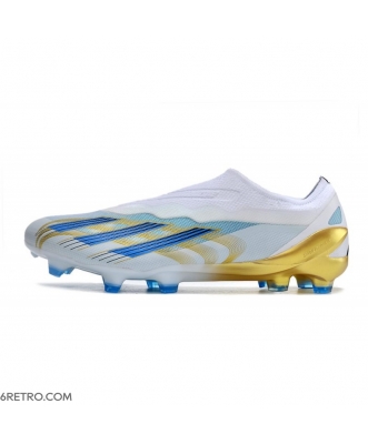 Adidas X Crazyfast .1 Laceless Firm Ground White Blue Gold Football Boots