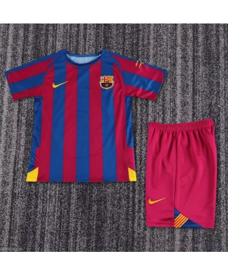Barcelona Retro Home Shirt Kids 05-06(Champions League Edition)
