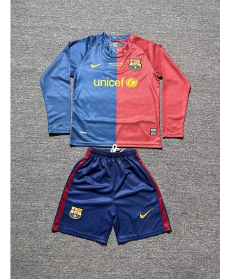 Barcelona Retro Home Shirt Kids 08-09 Long sleeve