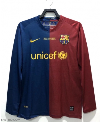 Barcelona Retro Home Shirt Men 08-09 Long sleeve