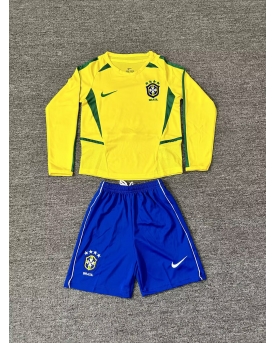 Brazil Retro Home Shirt Kids 2002 Long sleeve