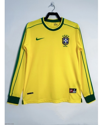 Brazil Retro Home Shirt Men 1998 Long sleeve