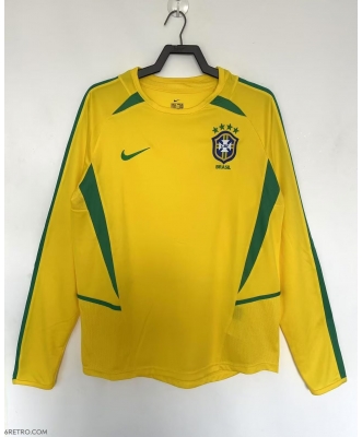Brazil Retro Home Shirt Men 2002 Long sleeve