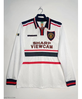 Manchester United Retro Away Shirt Men 98-99 Long sleeve(White)