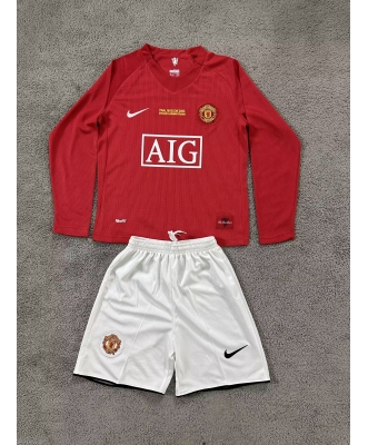 Manchester United Retro Home Shirt Kids 07-08 Long sleeve