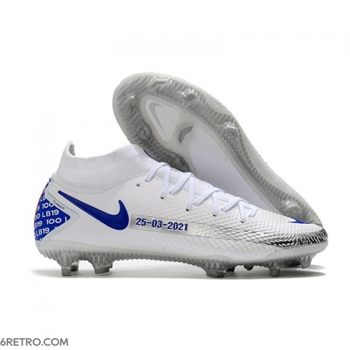 Men Nike Phantom GT Elite DF Firm Ground White Blue Football Boots Men Nike Phantom GT Elite DF Firm Ground White Blue Football Boots