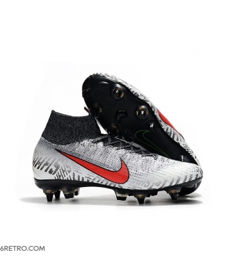 Neymar Nike Mercurial Superfly VI Elite Anti-Clog SG-Pro White Black Red Football Boots