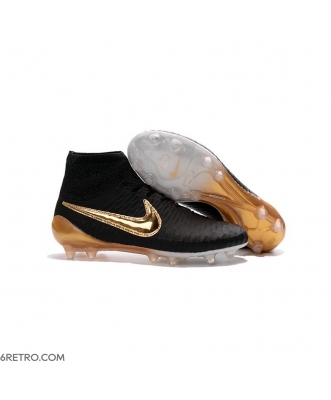 Nike 2016 Magista Obra Firm Ground ACC Black Gold Football Boots