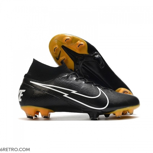 Nike 2020 Mercurial Superfly VII Elite Firm Ground Black White Gold Football Boots Nike 2020 Mercurial Superfly VII Elite Firm Ground Black White Gold Football Boots