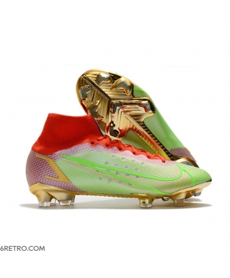 Nike Mercurial Superfly 8 Elite Firm Ground Green Red Golden Football Boots