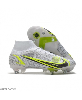 Nike Mercurial Superfly 8 Elite SG-PRO Anti-Clog White Black Metallic Silver Volt Football Boots