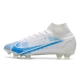 Nike Mercurial Superfly VIII Elite Firm Ground White Blue Football Boots