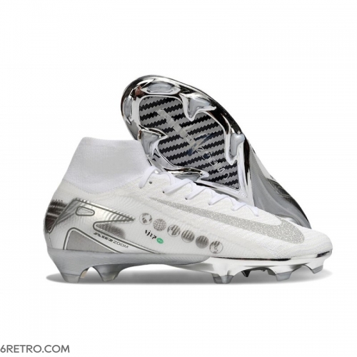 Nike Zoom Mercurial Superfly 10 Elite Firm Ground White Silver Football Boots Nike Zoom Mercurial Superfly 10 Elite Firm Ground White Silver Football Boots