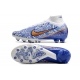 Nike Zoom Mercurial Superfly 9 Elite AG-Pro White Blue Gold Football Boots Nike Zoom Mercurial Superfly 9 Elite AG-Pro White Blue Gold Football Boots