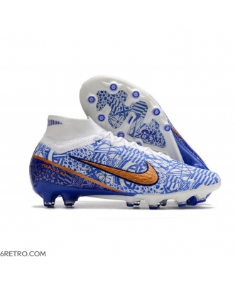 Nike Zoom Mercurial Superfly 9 Elite AG-Pro White Blue Gold Football Boots