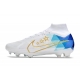Nike Zoom Mercurial Superfly 9 Elite Firm Ground White Blue Football Boots