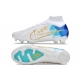 Nike Zoom Mercurial Superfly 9 Elite Firm Ground White Blue Football Boots