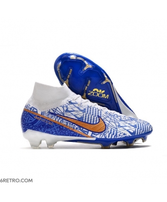Nike Zoom Mercurial Superfly 9 Elite Firm Ground White Blue Gold Football Boots
