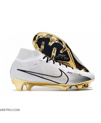 Nike Zoom Mercurial Superfly 9 Elite Firm Ground White Gold Black Football Boots