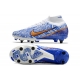 Nike Zoom Mercurial Superfly 9 Elite SG White Blue Gold Football Boots