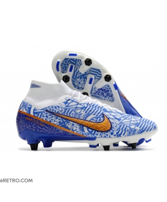 Nike Zoom Mercurial Superfly 9 Elite SG White Blue Gold Football Boots