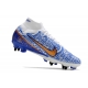 Nike Zoom Mercurial Superfly 9 Elite SG White Blue Gold Football Boots