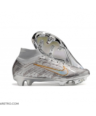 Nike Zoom Mercurial Superfly IX Elite 25 Firm Ground Silver White Gold Football Boots