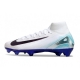 Nike Zoom Mercurial Superfly X Elite Firm Ground White Black Blue Football Boots
